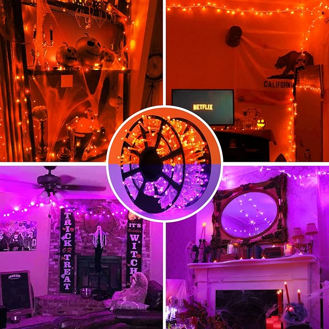 JMEXSUSS 500LED Orange Purple String Lights