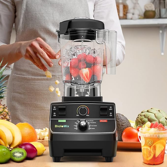 Biolomix Professional Smoothie Blender, Countertop Blender,Commercial Blender 2200W High Power with 68oz Pitcher, Smart Presets,blenders for kitchen for Ice, Soup,Frozen Dessert(with Extra Parts)