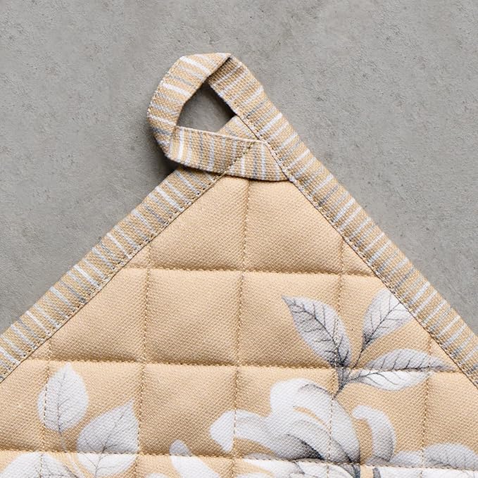 Maison d' Hermine Pot Holders 100% Cotton Heat Resistant Potholders 8" x 8" Hot Pads with Loop for Thanksgiving Christmas Decorations BBQ Cooking Baking Handling Hot Pans (Pack of 1, Pretty Autumn)