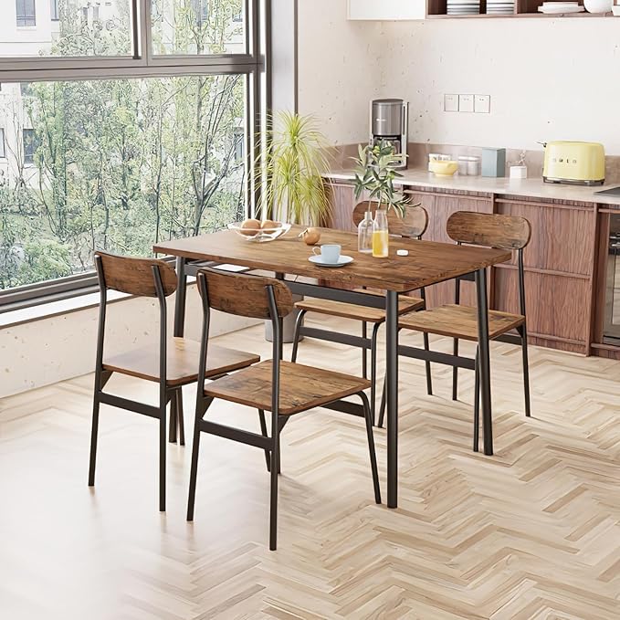 Hooseng Dining Room Table Set Dinner Table Set for 4 Breakfast Table Set for 4, Suitable Kitchen, Living Room, Breakfast, Small Spaces (1, Oval)