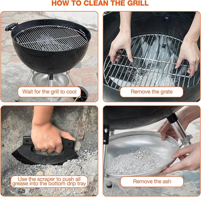 onlyfire Kettle Grill Scraper, BBQ Grill Blade Cleaning Tool for Weber Kettle, Weber WSM Cooker, Kamado Charcoal Grills Like Big Green Egg, Kamado Joe and Outdoor Grills