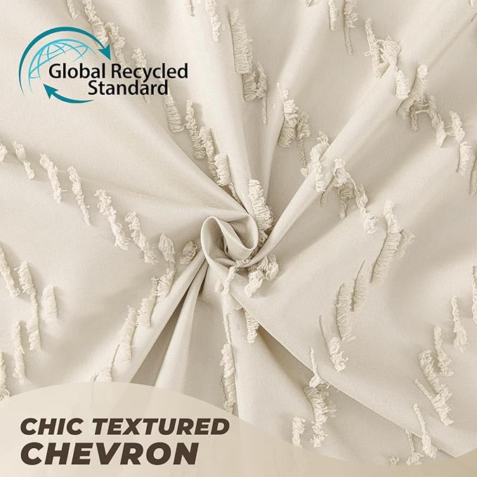 Tall Shower Curtain 78 Inches Long Beige Shower Curtain Boho Cute Chic Tufted Chevron Textured Striped Modern Minimalist Shower Curtains for Bathroom