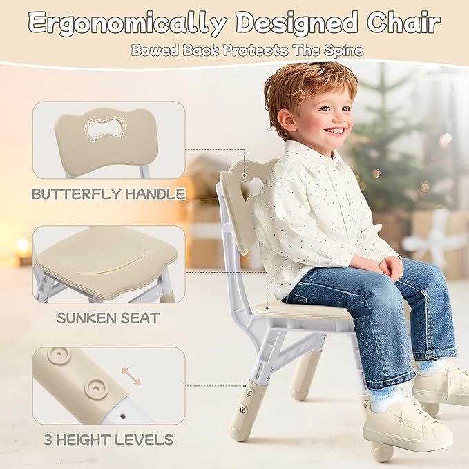 Toddler Table and Chair Set, Height Adjustable-Upgrade Kids Table and 2 Chairs for Ages 3-8, Multi-Activity Toddler Play Table with Graffiti Desktop for Home/Daycare/Classroom