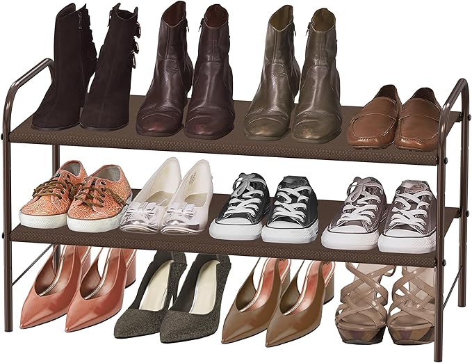Simple Houseware 2-Tier Shoe Rack Storage Organizer, Bronze