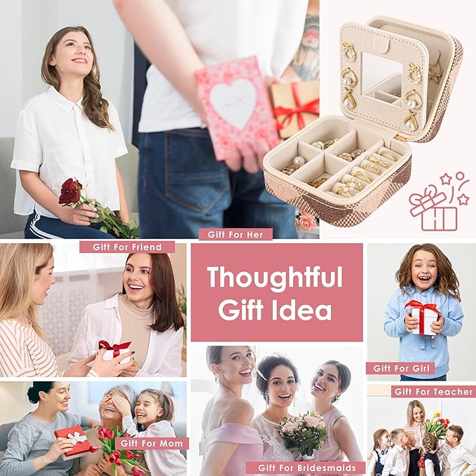 Geometric Diamond Jewelry Box, Argyle Classic Retro Jewelry Travel Case for Women Girl, Trendy Birthday Gradution Gift