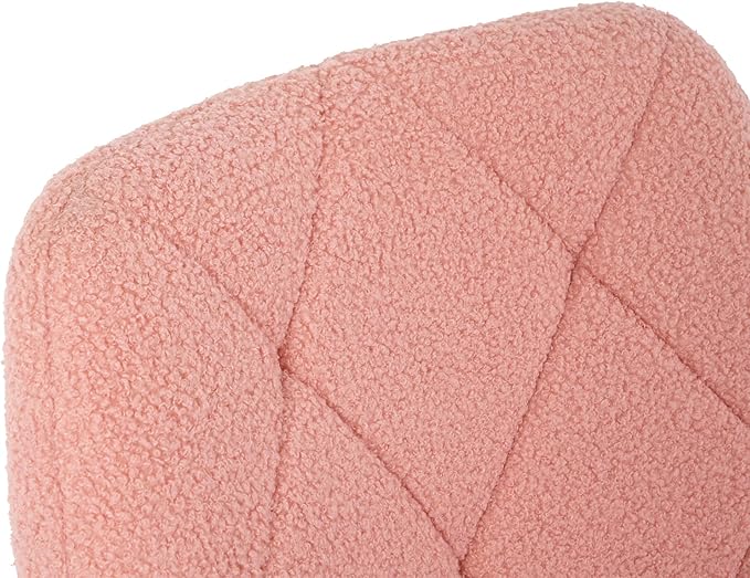 Furnimart 360° Swivel Rolling Desk Chair, Height Adjustable Vanity Chair with Gold Legs, Pink Cute Task Chair with Wheels for Dorm Bedroom Studying Small Places (Teddy Pink)