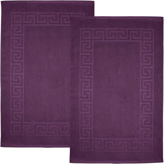 DAN RIVER Greek Bath Mat - Purple Passion, 100% Ring Spun Cotton, Pack of 2, 20x32 inches, 800 GSM, Non-Slip, Absorbent, Quick Drying, Machine Washable Bathroom Floor Mats for Shower, Kitchen & Bath