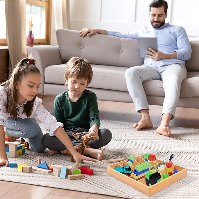 Bellsal Natural Utensil Organizer 12.5 Inch Silverware Organizer for Drawer Utensil Holder Cutlery Organizer Kitchen Drawer Organizer 7 Compartment Small Narrow Bamboo