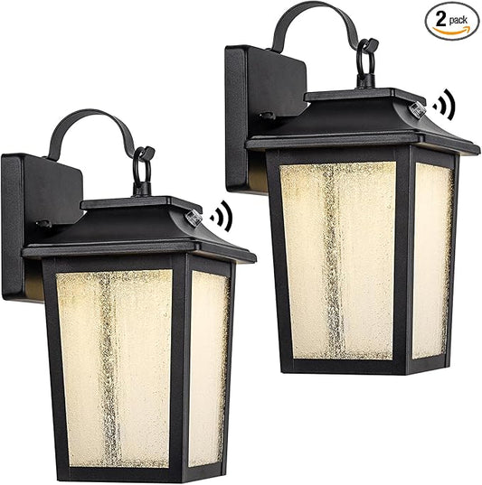 LED Dusk to Dawn Outdoor Lighting - 2 Packs Outdoor Wall Lights for House, 13W 3000K LED Outside Porch Lantern, Black Exterior Wall Sconce for Garage Doorway Garden, 100% Waterproof Anti-Rust