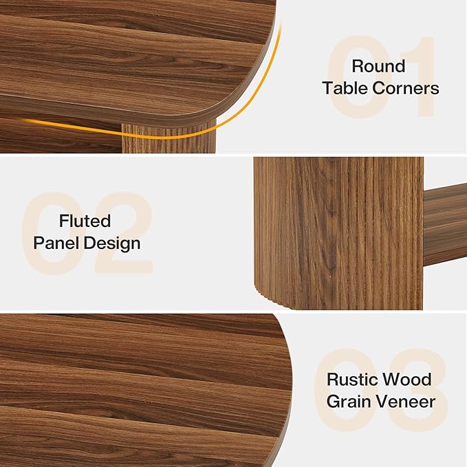 Tribesigns Oval Coffee Table, Mid-Century 2-Tier Coffee Table with Storage Shelf, Modern 45.27" Accent Center Table with Wooden Dual Base for Living Room Bedroom Apartment (Rustic Brown)