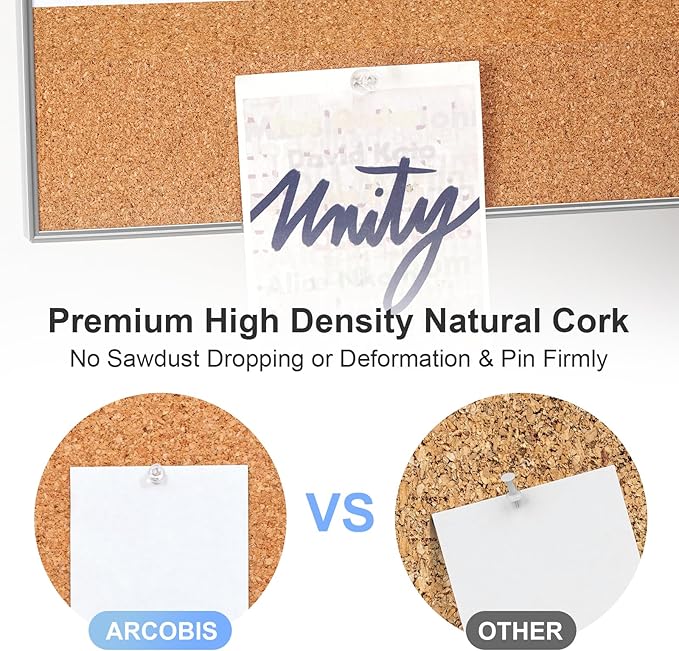 ARCOBIS Dry Erase Calendar with Cork Board for Wall, 24"x 18" Magnetic Calendar Whiteboard with Silver Frame, Monthly Combination Board for School, Home, Office