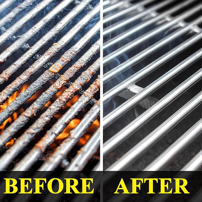 Grill Brush Bristle Free, 4 in 1 Grill Brush for Outdoor Grill with Replaceable Cleaning Head, Extra Long Safe Steam Grill Cleaner Brush with Scraper for Cast Iron, Stainless-Steel Grates