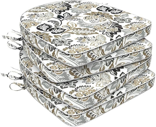Set of 4 Outdoor Chair Cushions 19"x19"x2",Water Repellent Dining Seat Cushion with Ties and Removable Covers, Chair Cushions for Indoor and Patio Furniture, Dailey Tan
