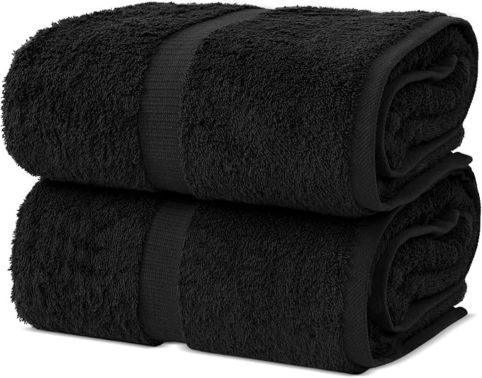 Chakir Turkish Linens, 100% Cotton Premium Quality Turkish Bath Sheets (35''x70'' Large Bath Sheet Towels - Black)