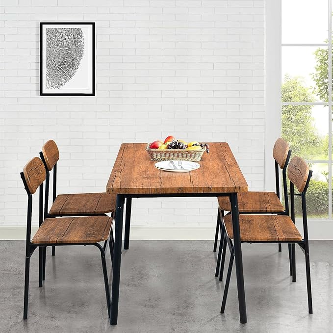 Hooseng Dining Room Table Set Dinner Table Set for 4 Breakfast Table Set for 4, Suitable Kitchen, Living Room, Breakfast, Small Spaces (1, Oval)