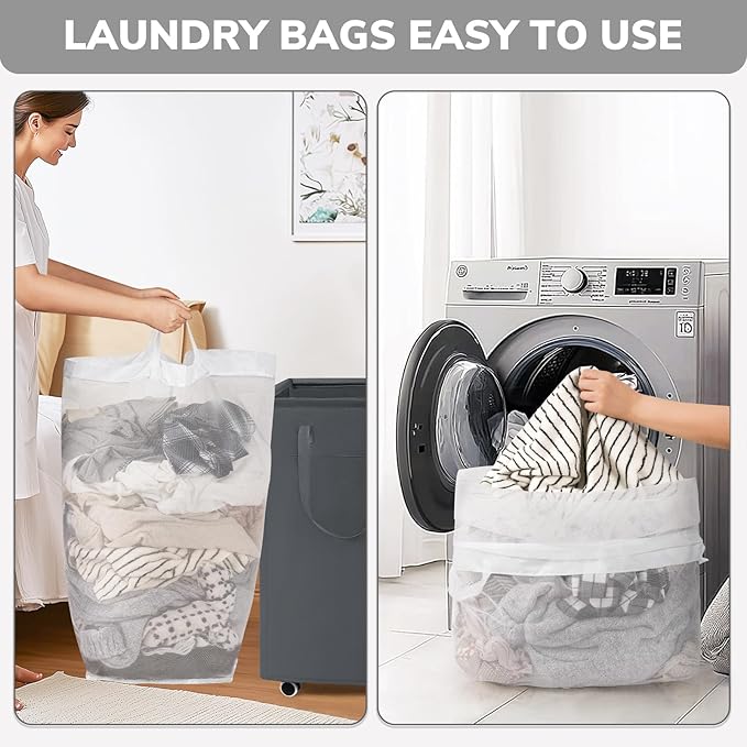 Goodpick Laundry Basket with Wheels, 75L Laundry Hamper, Dorm Room Essentials with Removable Wash Bag for Laundry Room, Rolling Laundry Basket with Handles, Grey