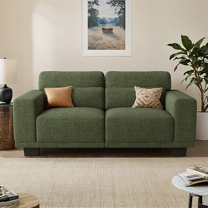 Pipishell Loveseat Couches for Living Room, 65" Modern Sofa with Deep Seats and Wide Armrests, Comfortable Love Seat Sofa with Sturdy Frame, Easy to Clean with Removable Covers,Green