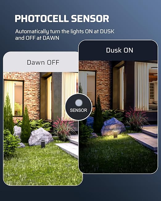 DEWENWILS 60W Low Voltage Transformer, 120V AC to 12V DC, Dusk to Dawn Sensor & Timer, Weatherproof Low Voltage Landscape Transformer for Spotlights, Garden Lights, Pathway Lights…