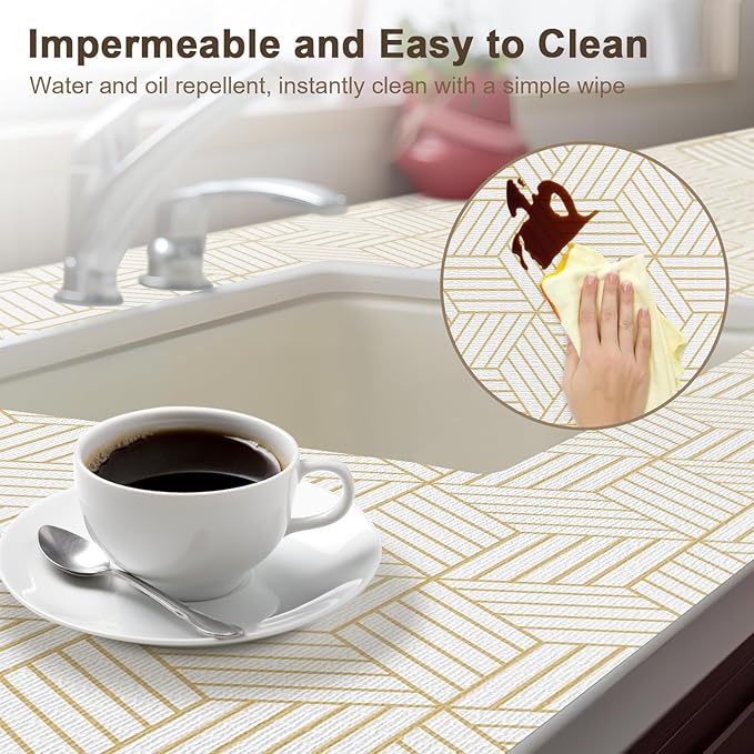 OcePor Non-Adhesive Drawer and Shelf Liner 24IN x 20FT，Non-Slip Kitchen Cabinet Liner Non-Adhesive Thick Strong Grip Waterproof Washable