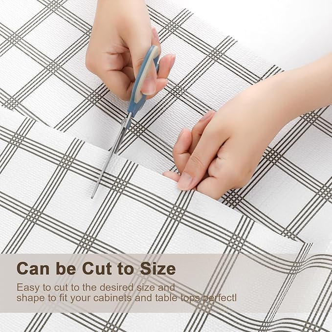 OcePor Non-Adhesive Drawer and Shelf Liner 17.5IN x 20FT，Non Slip Cabinet and Cupboard Liner, Kitchen Cabinet Liners for Shelves, Waterproof Drawer Shelf Liners for Cabinets/Bathroom Cupboard,Stripe