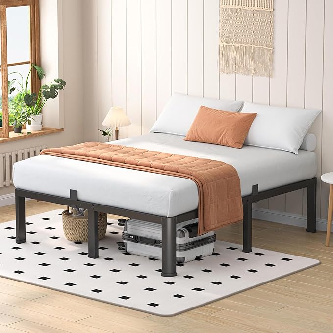 20 Inch King Heavy Duty 3500 lbs Bed Frame with Round-Corner Legs & Anti-Squeak Design – Quick Assembly Metal Platform, No Box Spring Needed