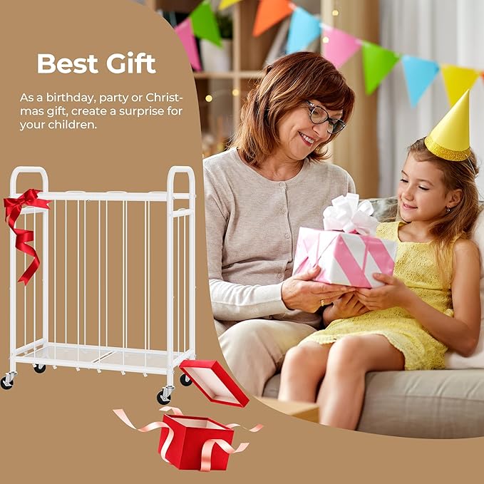 GRANNY SAYS Stuffed Animal Storage, Plushies Storage with Wheels, Stuffed Animal Zoo Storage Tube, Toy Storage Organizer, Stuffed Animal Holder for Kids Room, Playroom, Nursery, White