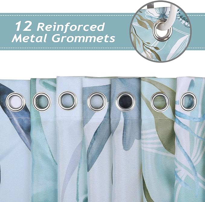 Bonhause Sea Turtle Shower Curtain for Bathroom Teal Blue Ocean Beach Coastal Decorative Bath Curtain 72 x 78 Inch Polyester Fabric Waterproof Bathroom Curtain with 12 Hooks