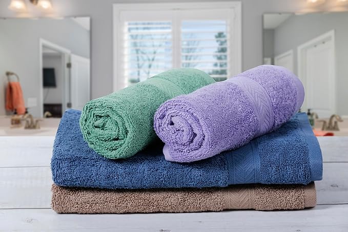 Casa Lino 100% Cotton Hand Towels for Bathroom - Soft, Highly Absorbent & Quick Dry Kitchen Towels - Gym Towel Set - Travel Towel Set - 24" x 16" - Pack of 4 - (Multicolor II)