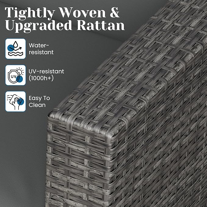 Outdoor Patio Furniture Set, Rattan Outdoor Sectional Furniture, Patio Conversation Sets for Balcony, Porch, Backyard, Deck, Garden, Beige