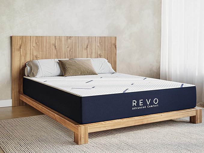 REVO Sleep Gel Memory Foam Mattress, 12-Inch Queen – Cooling Mattress with Pressure-Relieving Gel Foam, Contouring Support & Breathable Comfort for Restful Sleep