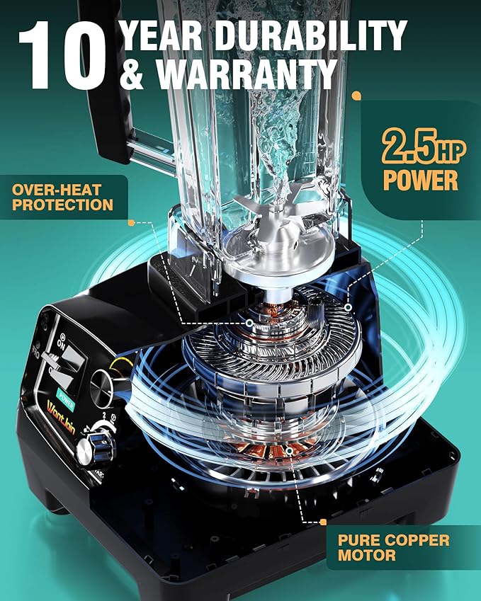 WantJoin Smoothie Blender 1800W Powerful Blenders for Kitchen 68 Oz Large Capacity and BPA-Free Containers with To-Go Cup Countertop Blender for Smoothies, Ice Crushing & Frozen Drinks