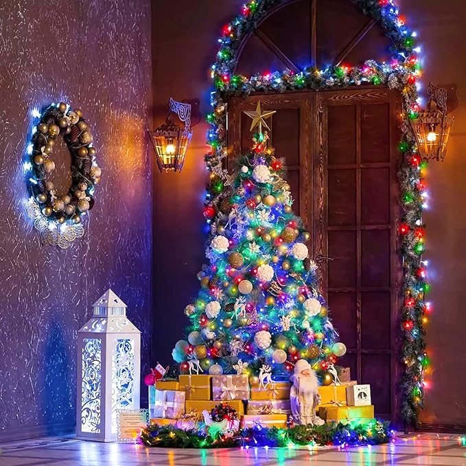 JMEXSUSS 250 LED Christmas Lights Indoor, 91.5ft Connectable Multicolor Christmas Lights Outdoor Waterproof, 8 Modes String Light Plug in for Wedding Party Garden Decorations