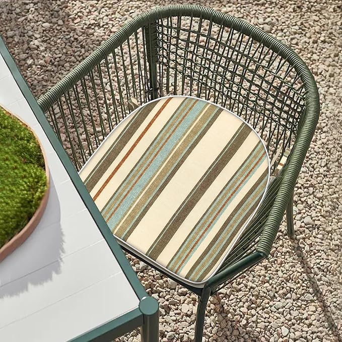 Set of 2 Outdoor Chair Cushions 19"x19"x2",Water Repellent Dining Seat Cushion with Ties and Removable Covers, Chair Cushions for Indoor and Patio Furniture, Stripe Onyx