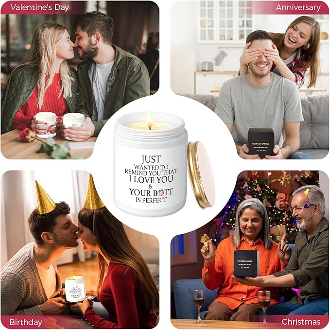 MOASITN Romantic Scented Candles for Her Him, I Love You & Your Butt is Perfect Valentines Day, Anniversary, Birthday, Christmas Candles for Girlfriend, Wife, Husband, Boyfriend, Couples