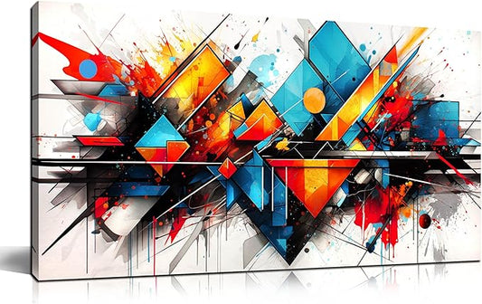 Abstract Pictures for Living Room Wall Decoration - Colorful Room Wall Decor for Bedroom - Modern Office Wall Art Size 20" x 40"