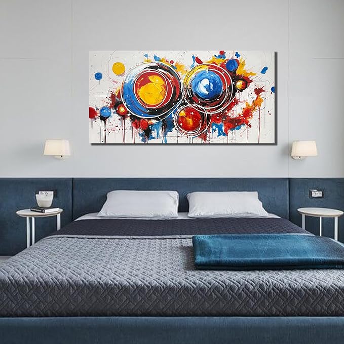 Colorful Artwork for Wall Paintings - Hand Painted Abstract Wall Art for Bedroom Home Office Decor Size 29" x 59"