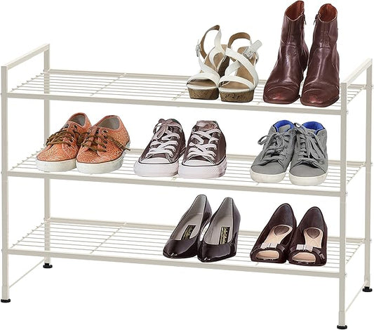SIMPLE HOUSEWARE 3-Tier Stackable Shoes Rack Storage Shelf, White