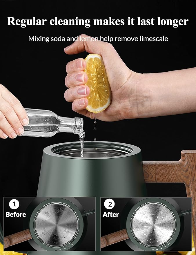 KLEAH Gooseneck Electric Kettle with Temperature Control - 0.8L Automatic Shut Off Tea & Coffee Kettle, Hot Water Boiler Pour Over Coffee Kettle, 1200W Quick Heating Keep Warm, Green