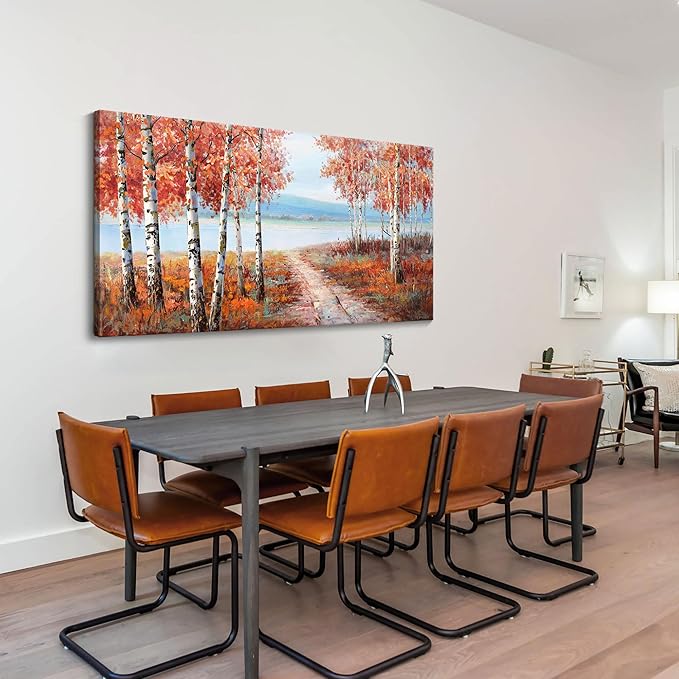 YDYSUNE Large Painting Wall Art Expertly Picture for Living Room Red and White Home Bedroom Decoration Tree Framed Artwork Decor 24X48