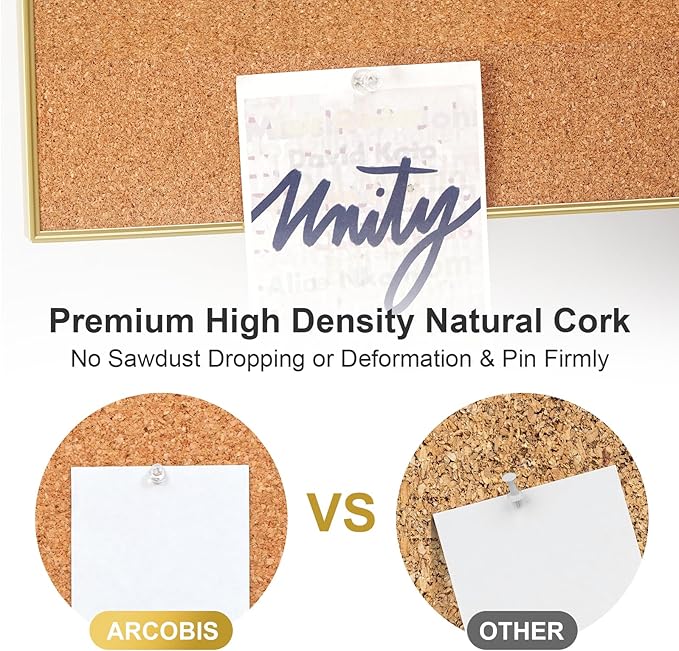 ARCOBIS Dry Erase Calendar with Cork Board, 36"x24" Magnetic White Board Calendar Dry Erase for Wall, Gold Frame Combination Board for Office, Home, School