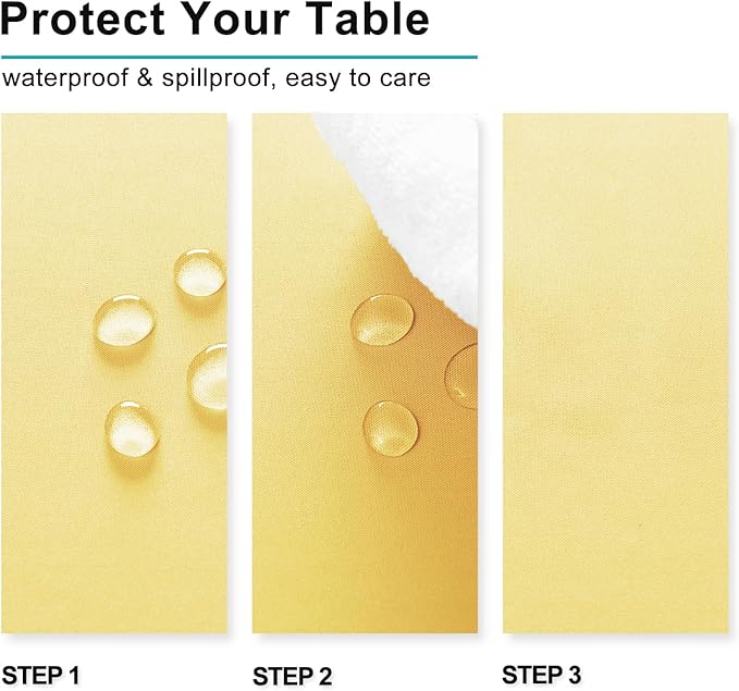 Hiasan Light Yellow Tablecloth for Rectangle Tables - Waterproof Washable Polyester Fabric Table Cloth for Buffect Dining Birthday Party Wedding, 54 x 108 Inch