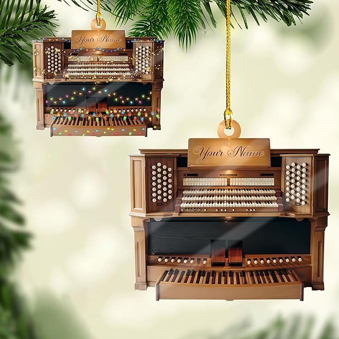 Mostefy Personalized Organ Christmas Ornament 2025, Custom Name Musical Instrument Holiday Decoration, Unique Pipe Organ Keepsake Gift for Musicians & Music Lovers (Organ4)