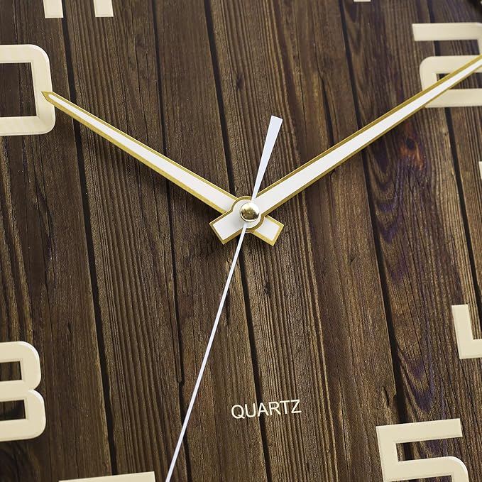 NUOVO Wall Clock Wood Tone Continuous Second Hand Wall Clock Arabic Numeral Clock Simple Interior (30 cm/ 12")