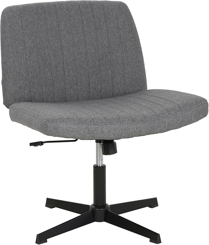 FDW Criss Cross Chair Armless Cross Legged Office Desk Chair Adjustable Swivel Ergonomic No Wheels U Shaped Backrest with Wide Seat Native Sponge Computer Task Vanity Chair for Home Office