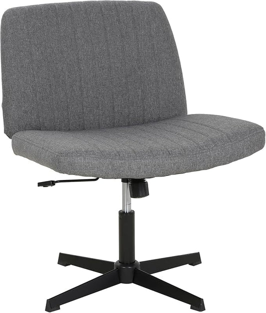 FDW Criss Cross Chair Armless Cross Legged Office Desk Chair Adjustable Swivel Ergonomic No Wheels U Shaped Backrest with Wide Seat Native Sponge Computer Task Vanity Chair for Home Office