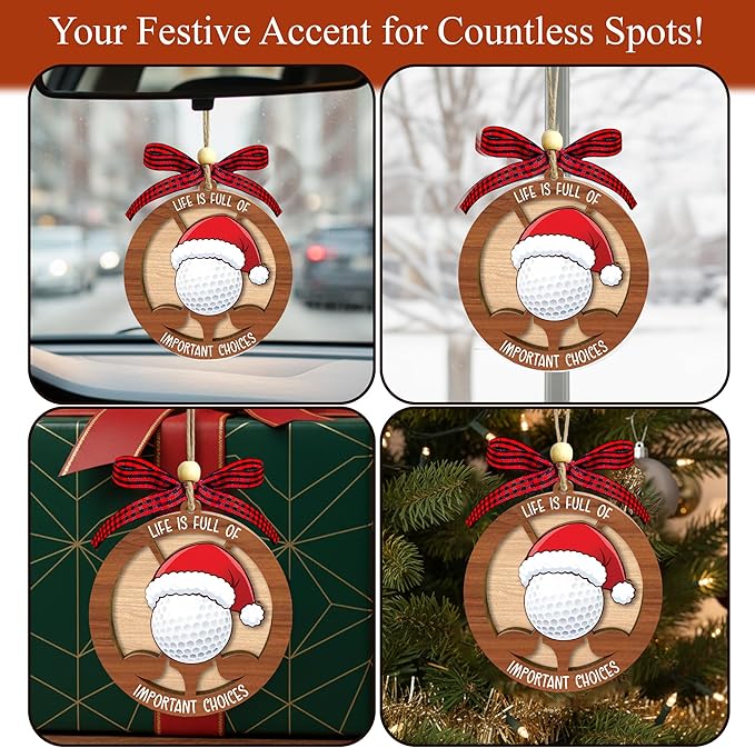 Golf Christmas Ornaments 2025 - Golf Ornaments For Christmas Tree - 2 Layer Wooden Hanging Decor For Sport Fans, Golfer, Sport Lovers, Coaches - Xmas Gifts For Golfers - Funny Golf Gifts For Men Woman