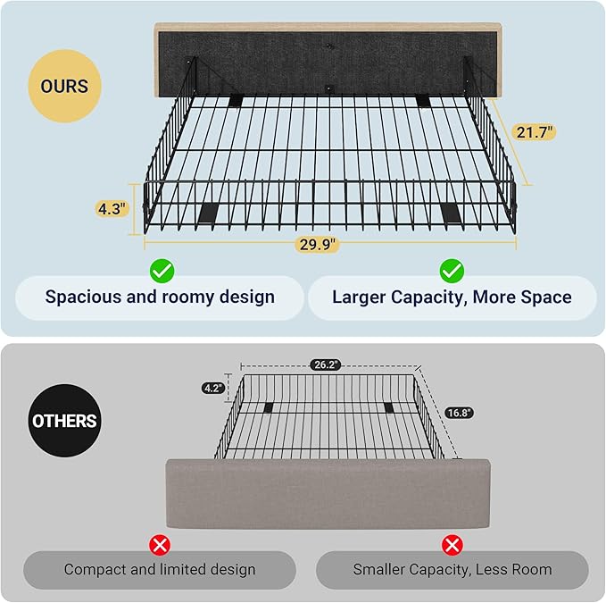 Allewie Upholstered King Size Platform Bed Frame with 4 Storage Drawers and Headboard, Diamond Stitched Button Tufted, Mattress Foundation with Wooden Slats Support, No Box Spring Needed, Beige