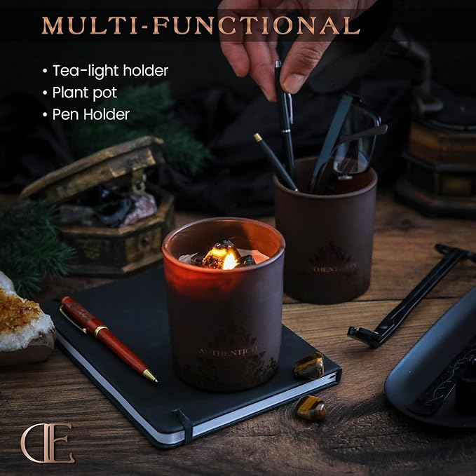 Empowerment Crystal Candle, 7.4 Oz, Brown - Forest Mahogany Scented Candle - Candles for Men with Wooden Wick, Black Tourmaline, Essential Oils & Premium Botanical Soy, Coconut and Beeswax