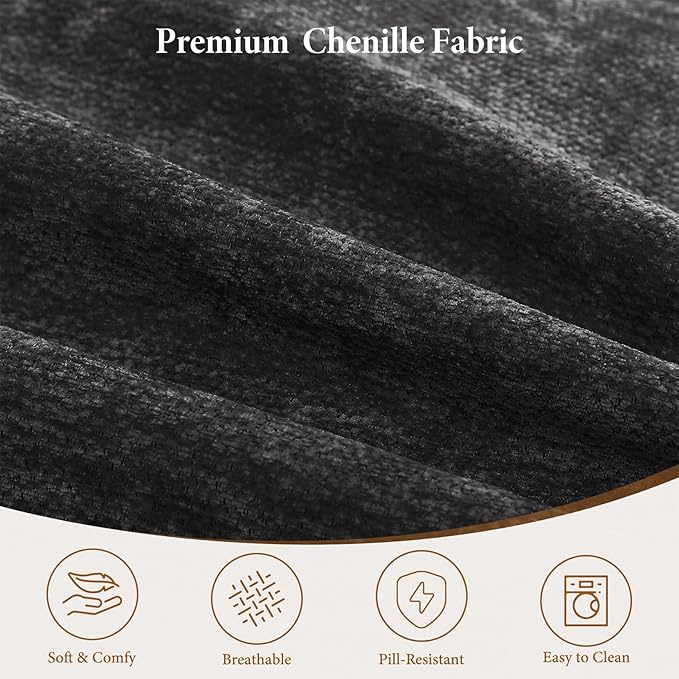 Vesgantti 114" Modular Sectional Boneless Couch, Modern 3 Seater Sofa with Ottoman & Deep Seat, Convertible Chenille L Shaped Cloud Couches for Living Room, No Assembly Required, Black