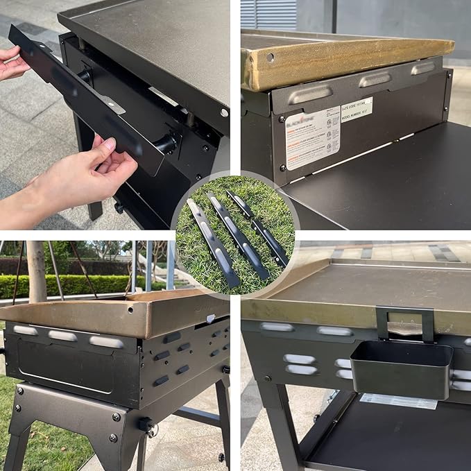 Wind Guards for Blackstone 17“ Griddle Accessories Fit for Blackstone Griddle Grill, MeWeBlue 5019 Magnetic Stainless Steel Wind Screens Protect Flame Hold Heat, Compatible with Hood, Black